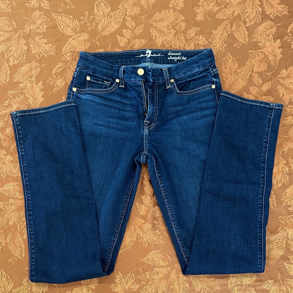 7 For All Mankind Dark Blue Straight Leg Jeans